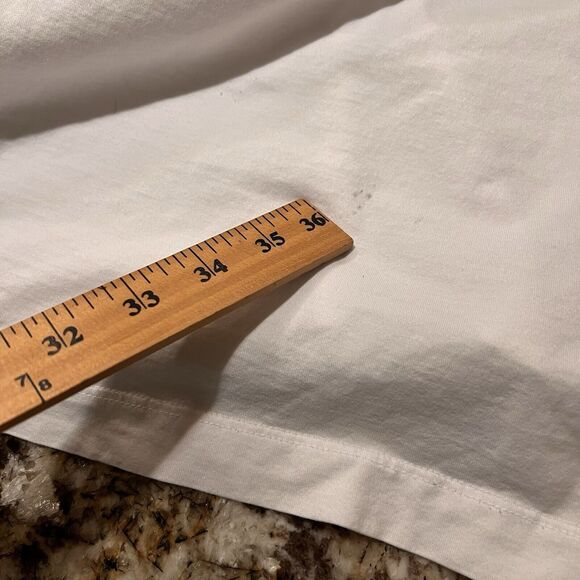 J Lindeberg Polo Shirt Men’s XL SLIM Fit White Blue Trim Short Sleeve Stain READ - Picture 3 of 8